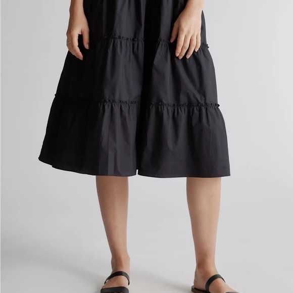 NWT Quince 100% Organic Cotton Poplin Smocked Midi Dress- Black Size L. - Picture 8 of 10